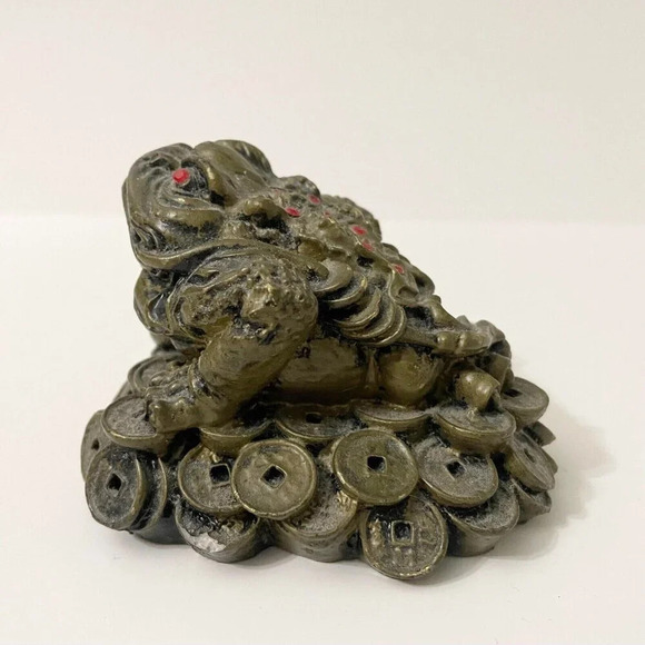 Chinese Feng Shui Resin Wealth  Lucky Money Frog Statue Figurine Chip - Picture 2 of 11